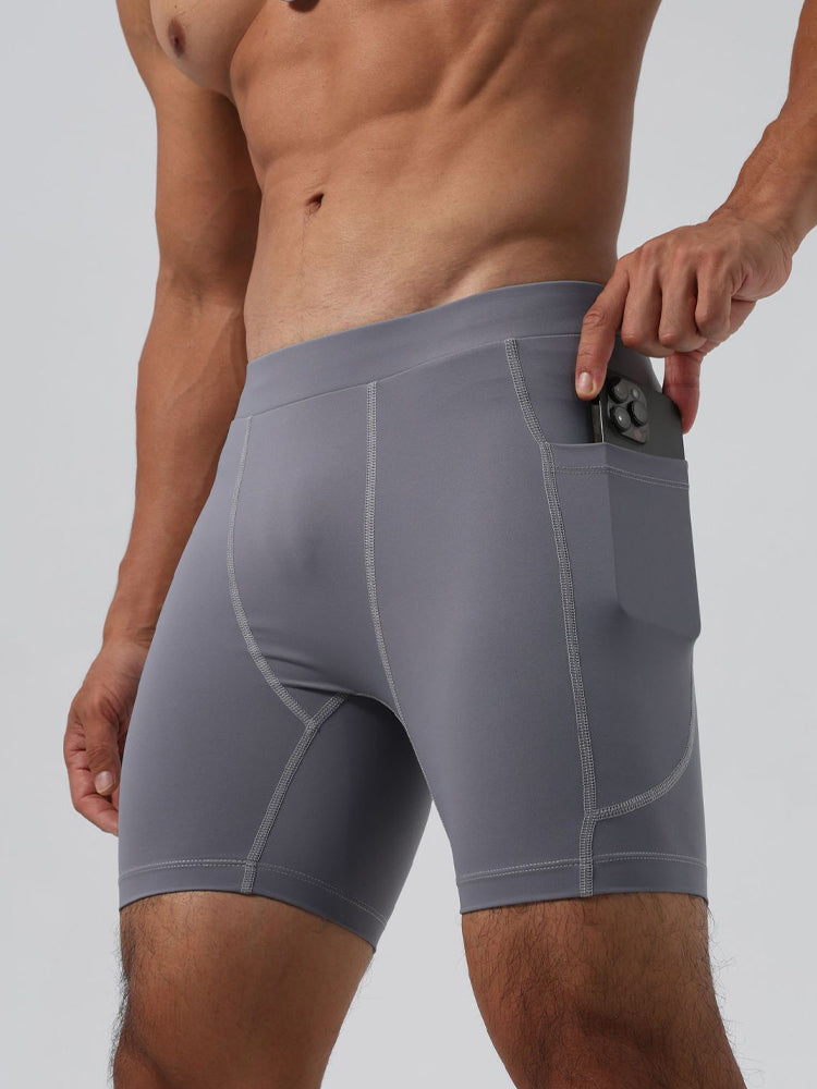 Men's Ultra-Stretch Sharkskin Ice Silk Compression Pants with Pocket