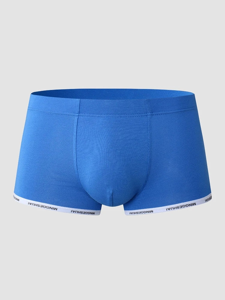 Men's Letter Trim Applique Cotton Trunks