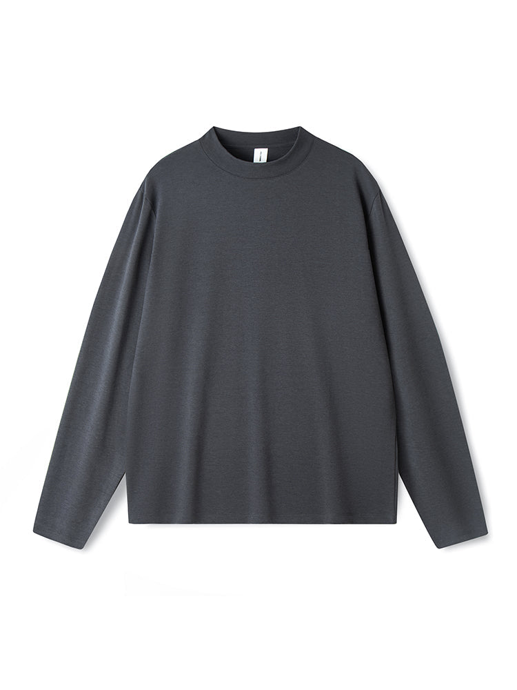 Men's Long-Sleeve Round Neck T-Shirt. Loose and Skin-Friendly Base Layer