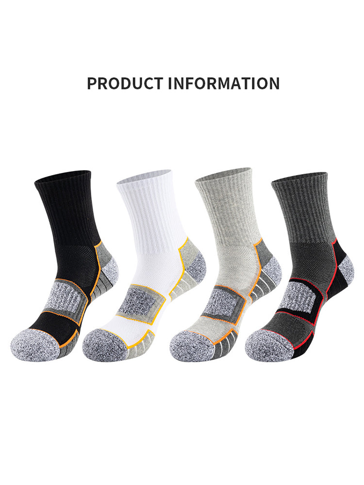 4 Pack Mid-Crew Thick Cushioned Sports Socks