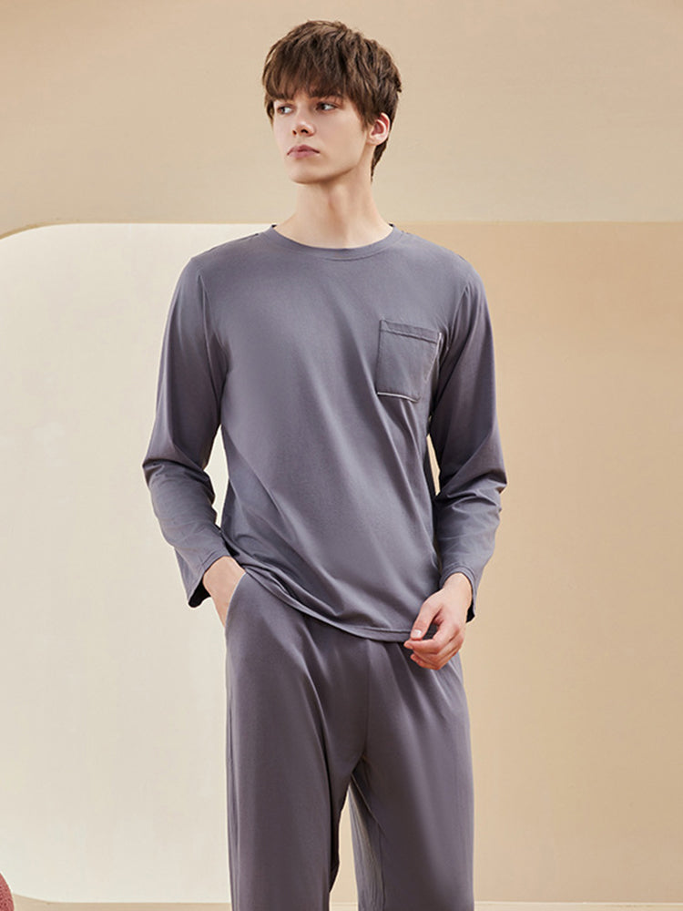 Comfortable Modal Cotton Long Sleeve Couple Pajama Set