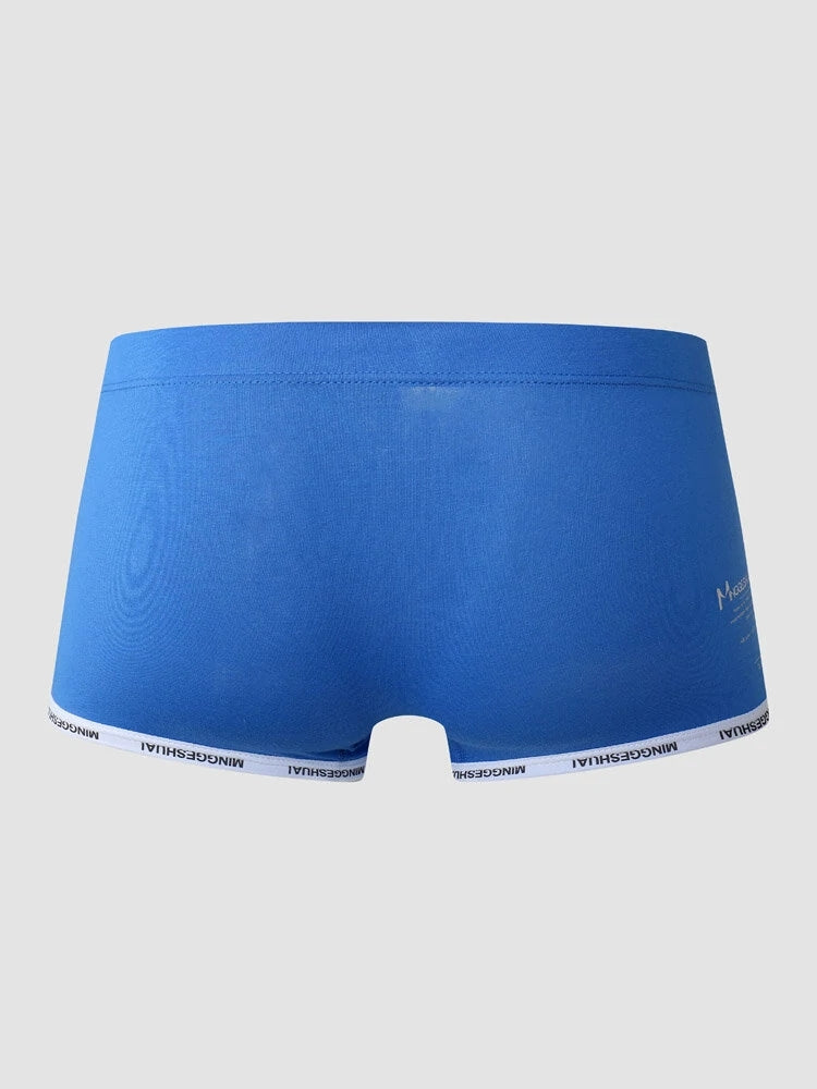 Men's Letter Trim Applique Cotton Trunks