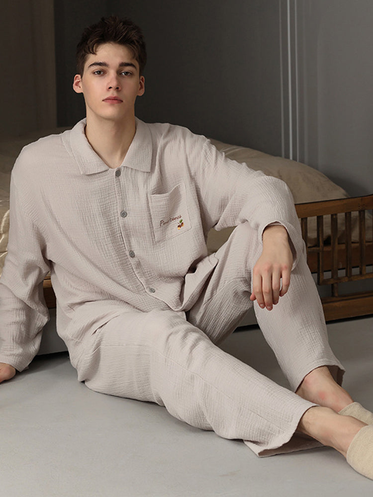 Autumn and Winter Loose Couple Cotton Pajamas Sets