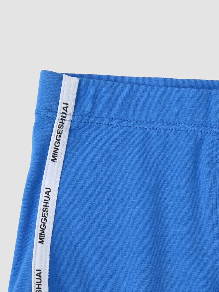Men's Letter Trim Applique Cotton Trunks