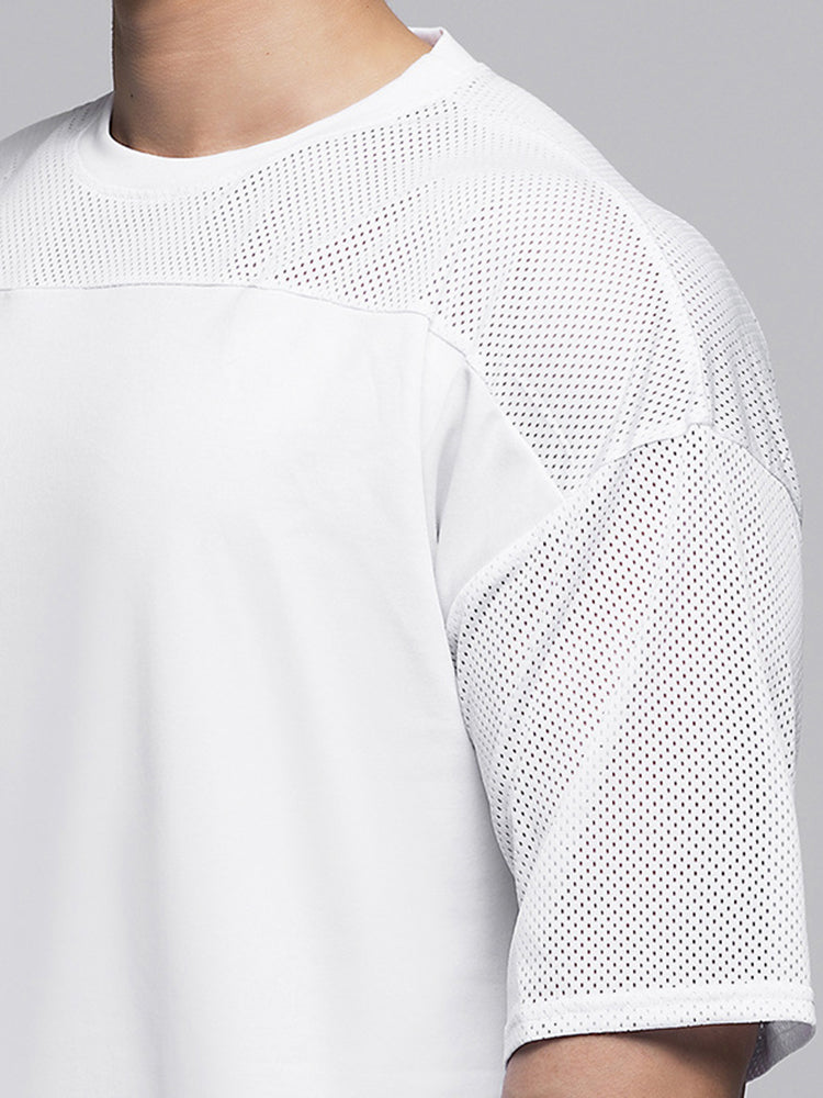 Men's Stretchy Breathable Mesh Short-Sleeve Shirt Sports Running Casual Top T-Shirt