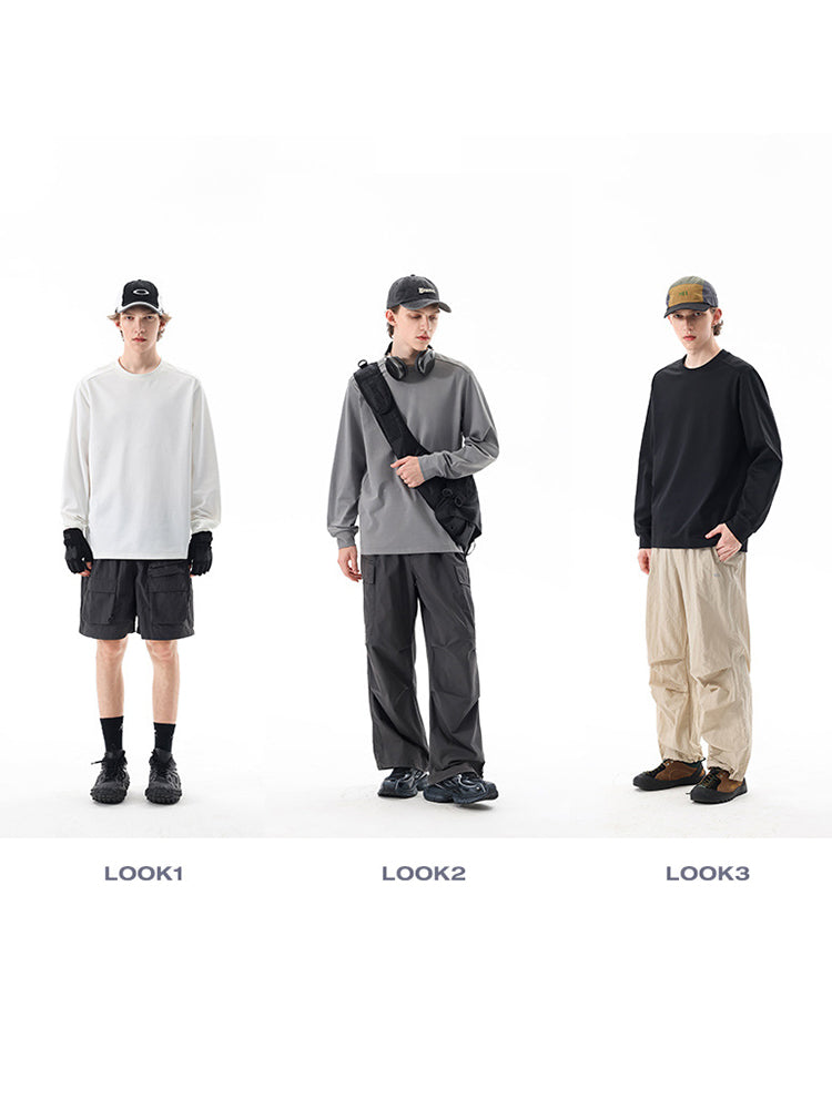 Outdoor Long-Sleeve Sweat-Wicking Quick-Dry Simple Loose Unisex Sports Top
