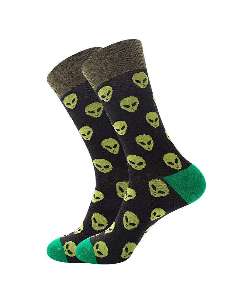 5 Pairs Halloween Skeleton. Alien. Pumpkin Monster Crew Socks