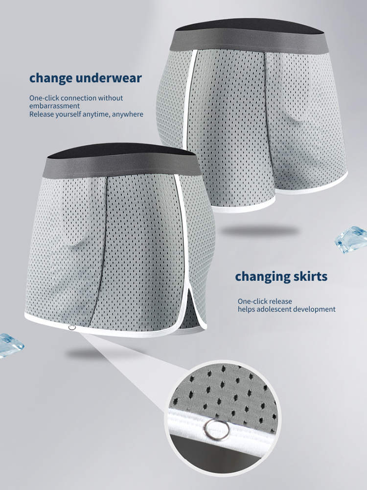 2 Pack Men's Button Casual U-Shaped Roman Skirt Dual-Purpose Arrow Pants Underwear