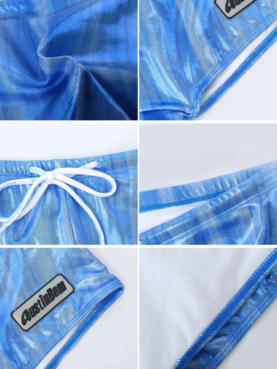 Men's Sexy Metallic Swim Trunks With Drawstring