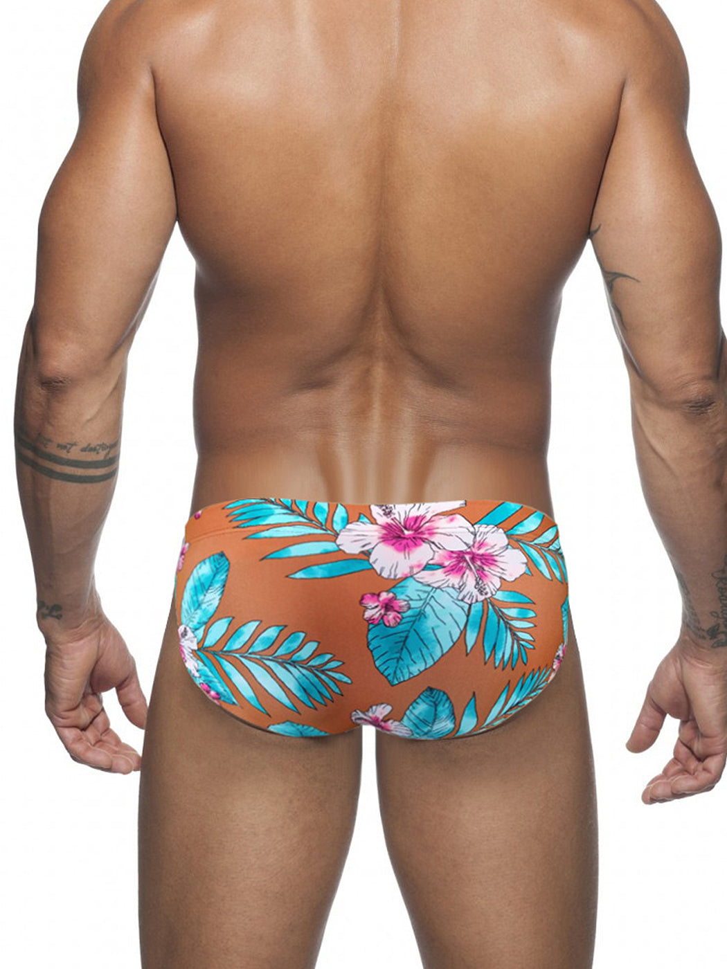 Men's Floral Print Swim Briefs With Removable Pad