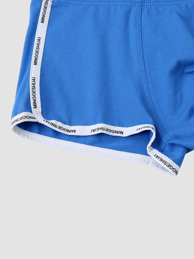 Men's Letter Trim Applique Cotton Trunks