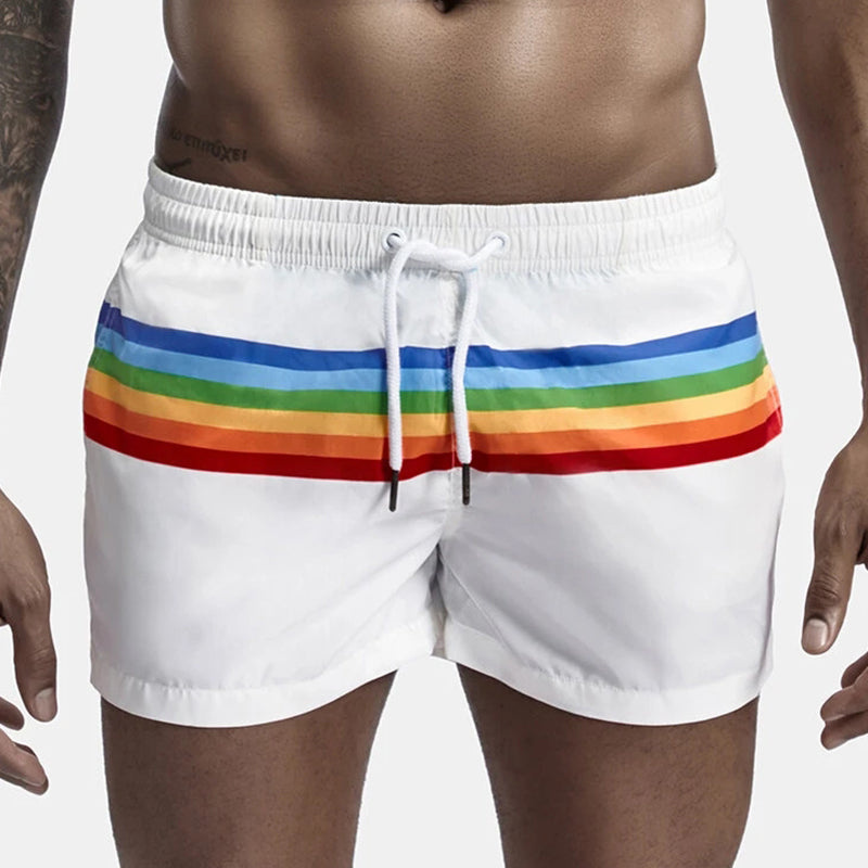 Men Colorblock Stripe Shorts Drawstring Shorts
