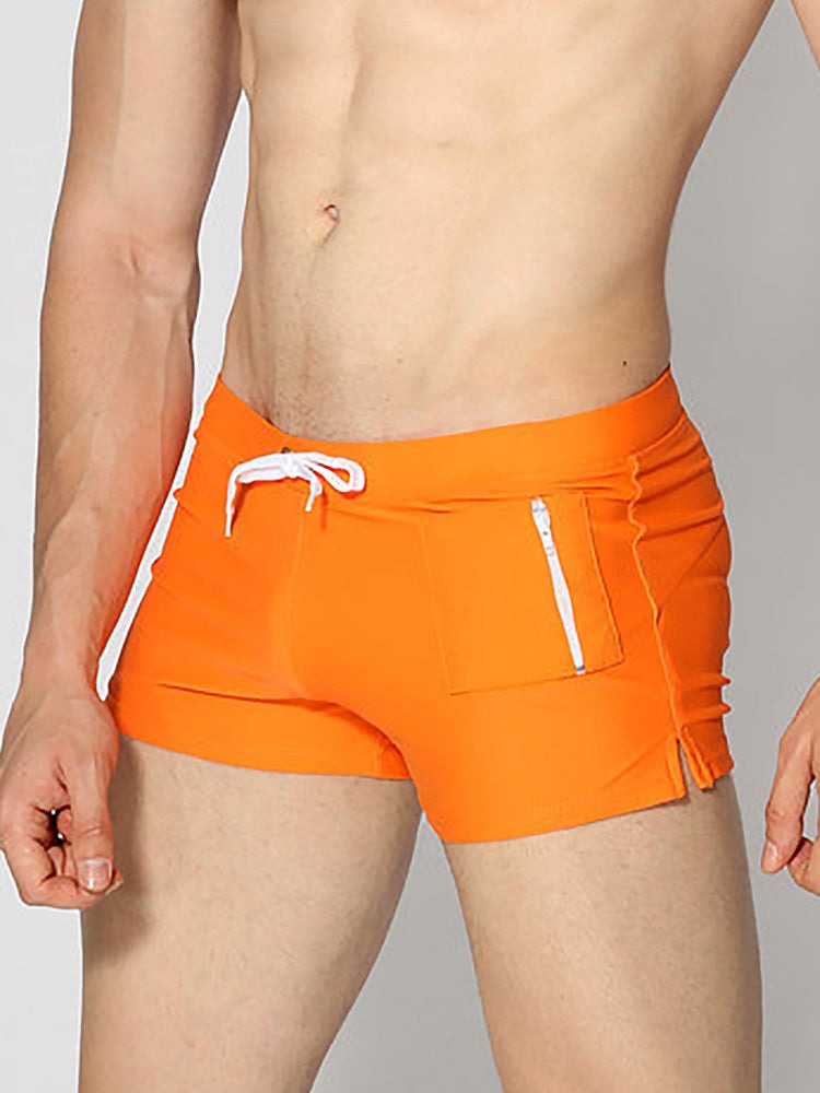 Men's Solid Color Breathable Stretch Swim Trunks