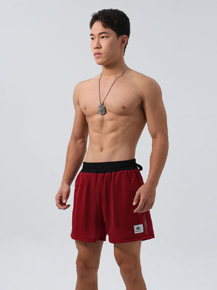 Men's Mesh-Lined Double-Layer Sports Fitness Breathable Sweat-Wicking Quick-Dry Shorts