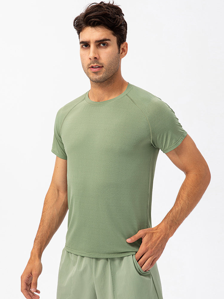 Men's Comfortable Round Collar Breathable Fitness Short Sleeve