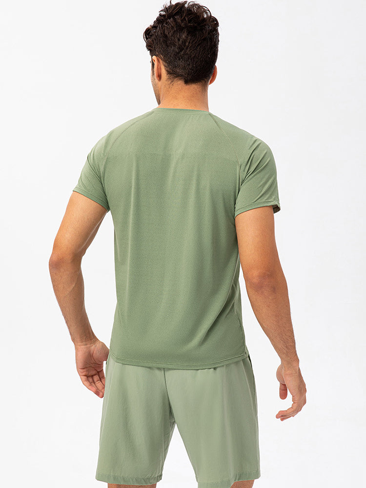 Men's Comfortable Round Collar Breathable Fitness Short Sleeve