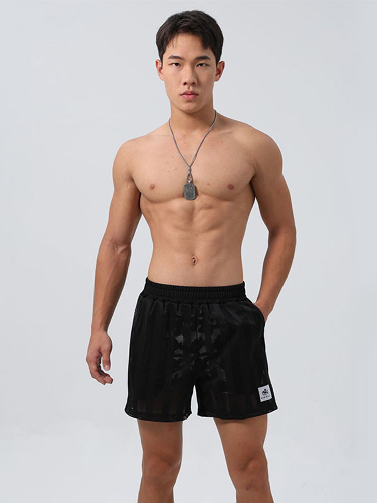 Men's Mesh-Lined Double-Layer Sports Fitness Breathable Sweat-Wicking Quick-Dry Shorts