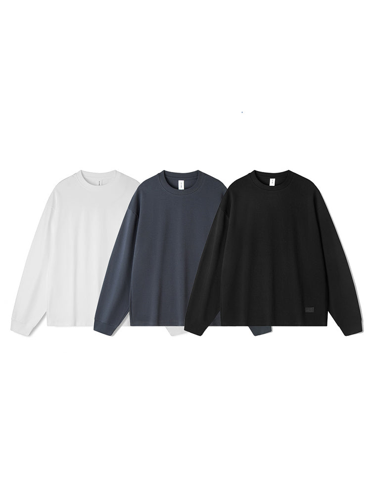 Versatile Long-Sleeve Crewneck Sweatshirt with Small Neckline