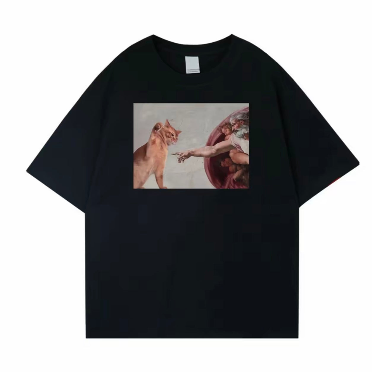 Unisex Casual Elegant 280g Heavyweight The Creation of Cat Graphic Tee