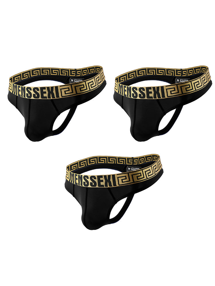 3 Pack Men's Sexy Thong Soft Breathable T-Back Briefs Seamless Briefs