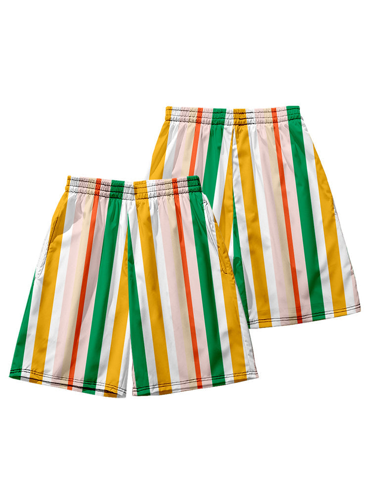 Men's Multicolor Stripe Leisure Swim Shorts