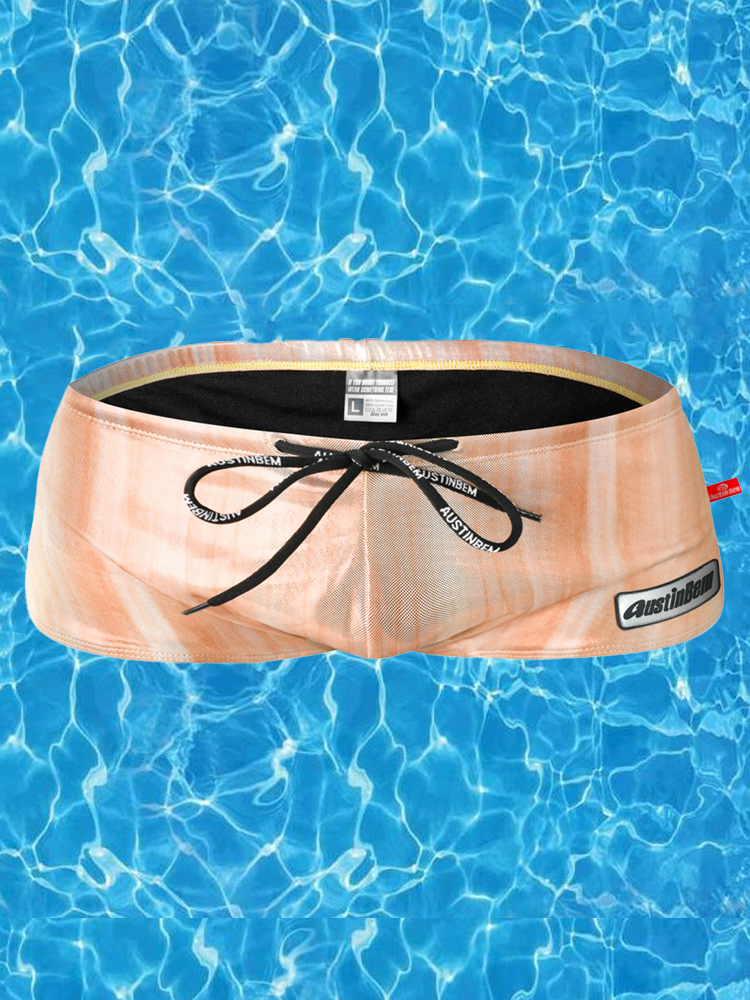 Men's Sexy Metallic Swim Trunks With Drawstring
