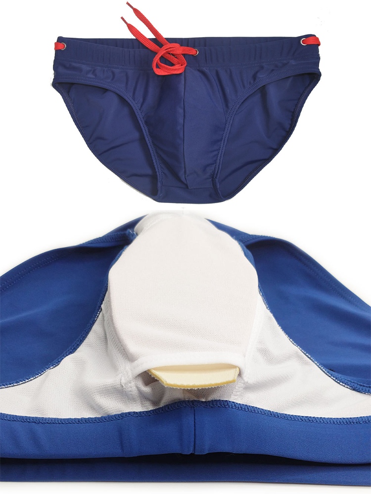 Men's Solid Swimming Briefs Drawstring Bikini