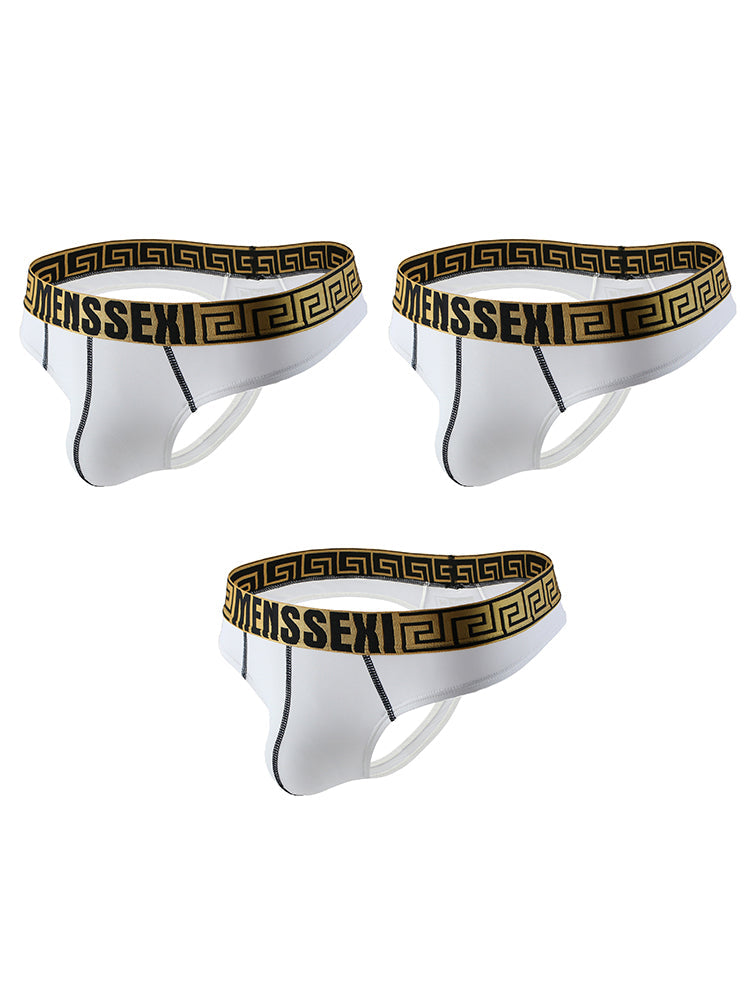 3 Pack Men's Sexy Thong Soft Breathable T-Back Briefs Seamless Briefs