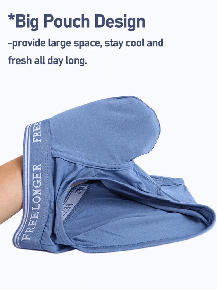 FreeLonger Men's Comfy Separate Big Pouch Trunks