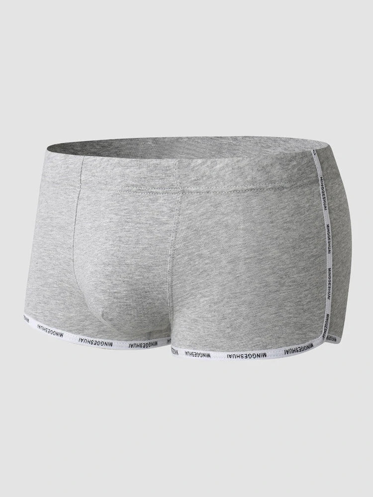 Men's Letter Trim Applique Cotton Trunks
