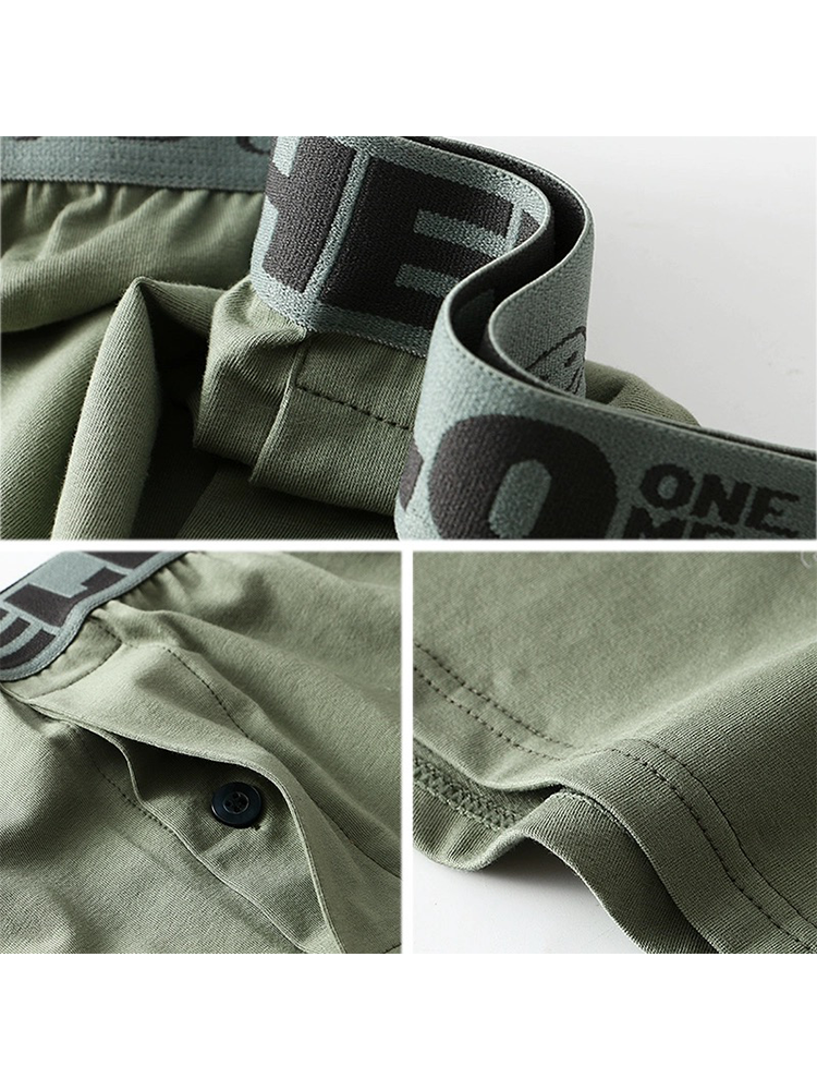2 Pack Men's Woven Cotton Boxer Shorts With Button Fly