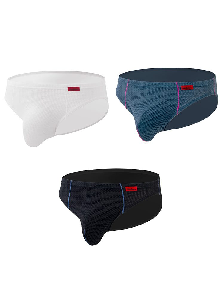 メンズ ナイロン チェック柄 リフトヒップブリーフ 3枚組 トライアングルブリーフ