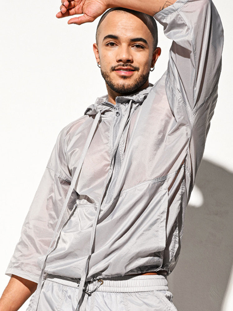 Men's Half Sleeve Hooded Activewear Tops