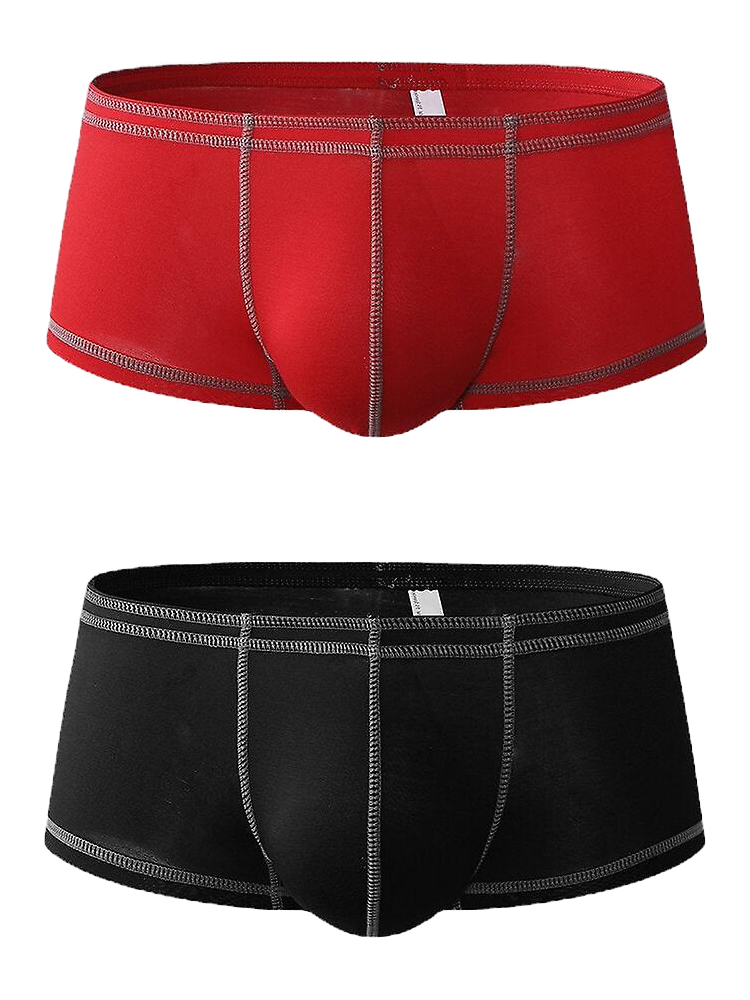 2 Pack Men's Sporty Breathable U Convex Pouch Trunks