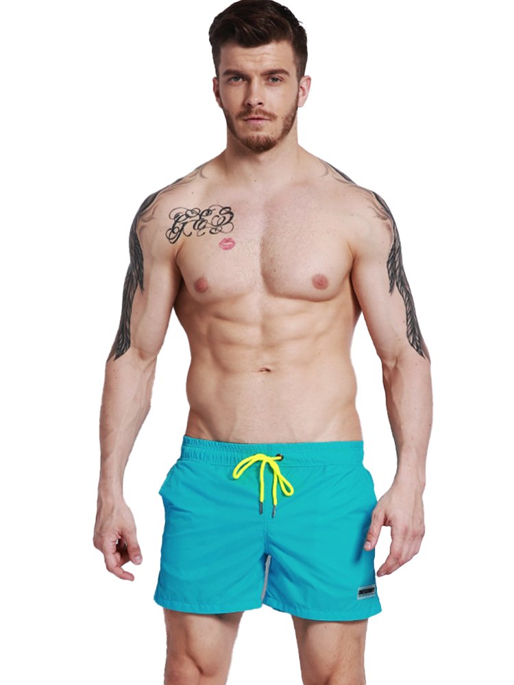 Men's Neon Drawstring Swim Board Shorts