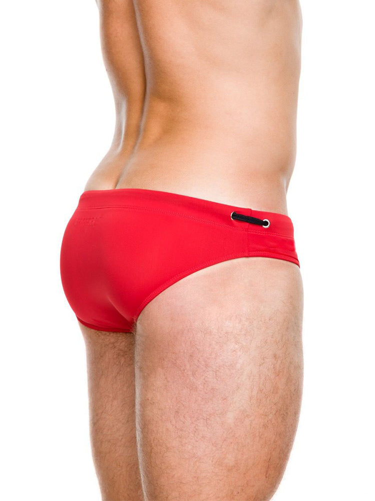 Men's Solid Swimming Briefs Drawstring Bikini