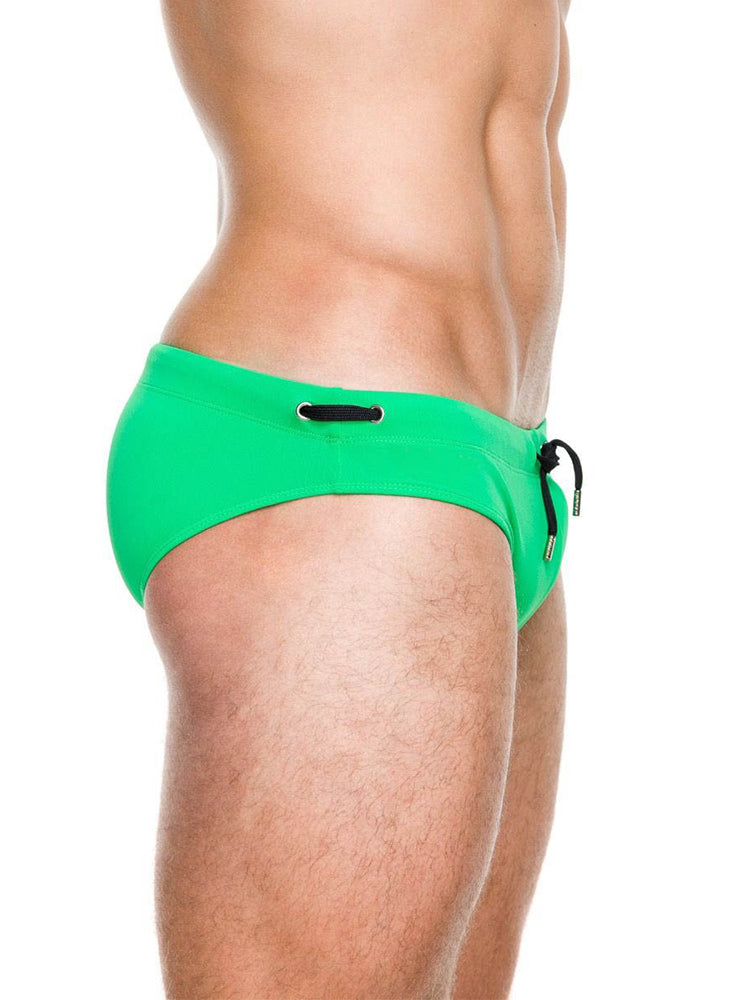 Men's Solid Swimming Briefs Drawstring Bikini