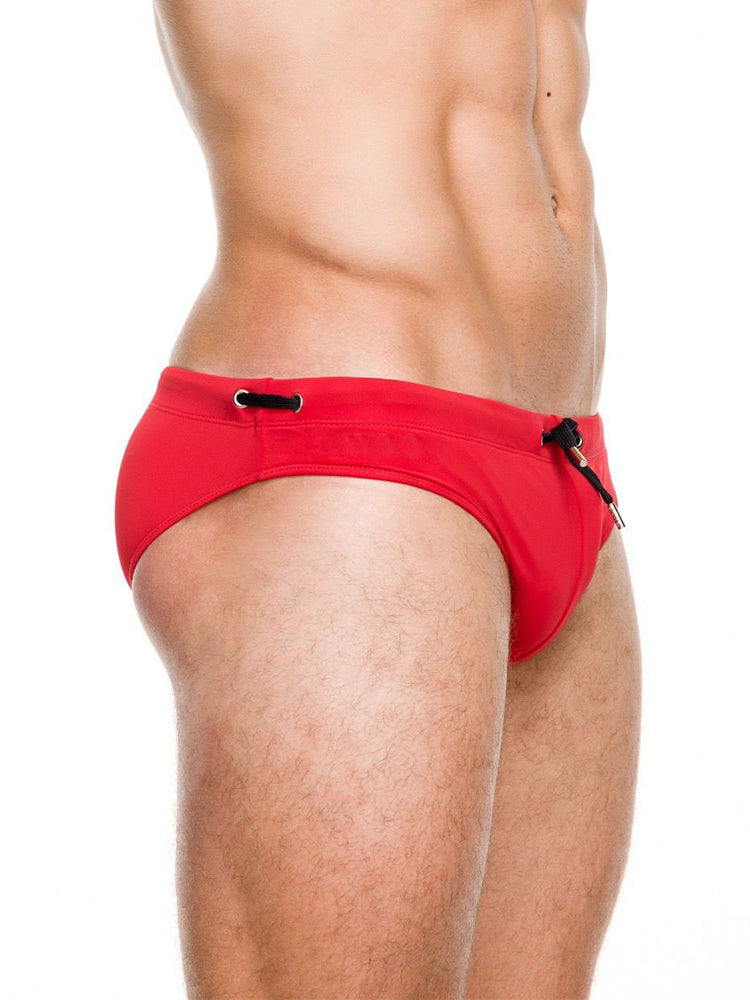 Men's Solid Swimming Briefs Drawstring Bikini