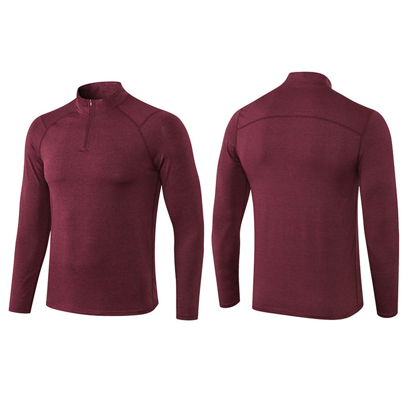 Men's Active Slim-fit Quarter Zip Long Sleeve Outdoor Athletic Performance Pullover