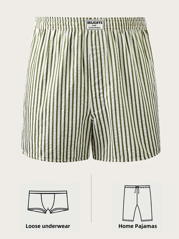 Men's Thin Loose Striped Arrow Pants Breathable Shorts Comfortable Casual Boxer Briefs