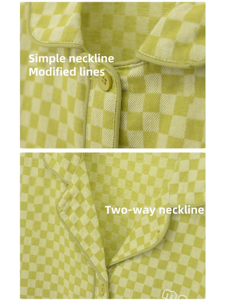 Woven Yarn-dyed Checkerboard Couple Cotton Comfortable Pajama Sets