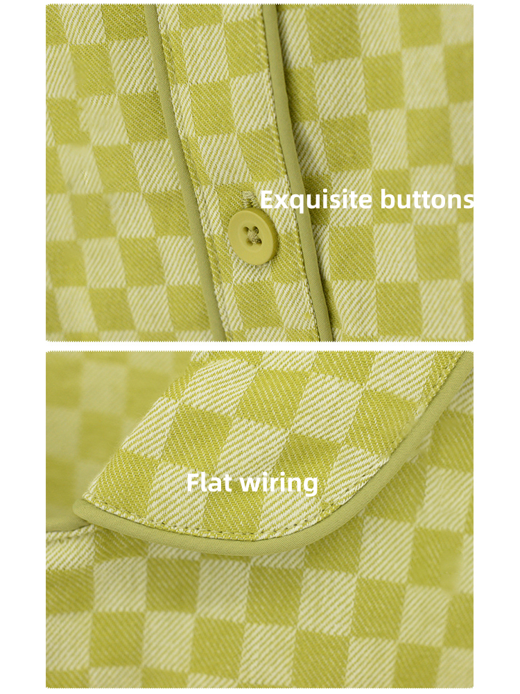 Woven Yarn-dyed Checkerboard Couple Cotton Comfortable Pajama Sets
