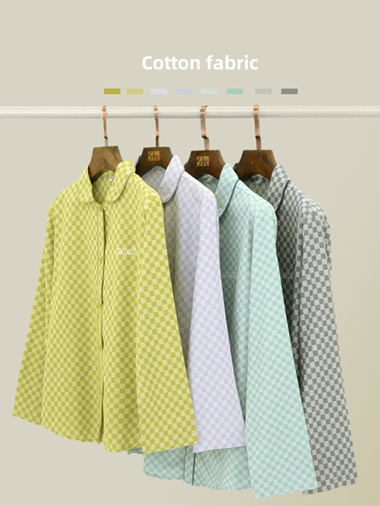 Woven Yarn-dyed Checkerboard Couple Cotton Comfortable Pajama Sets
