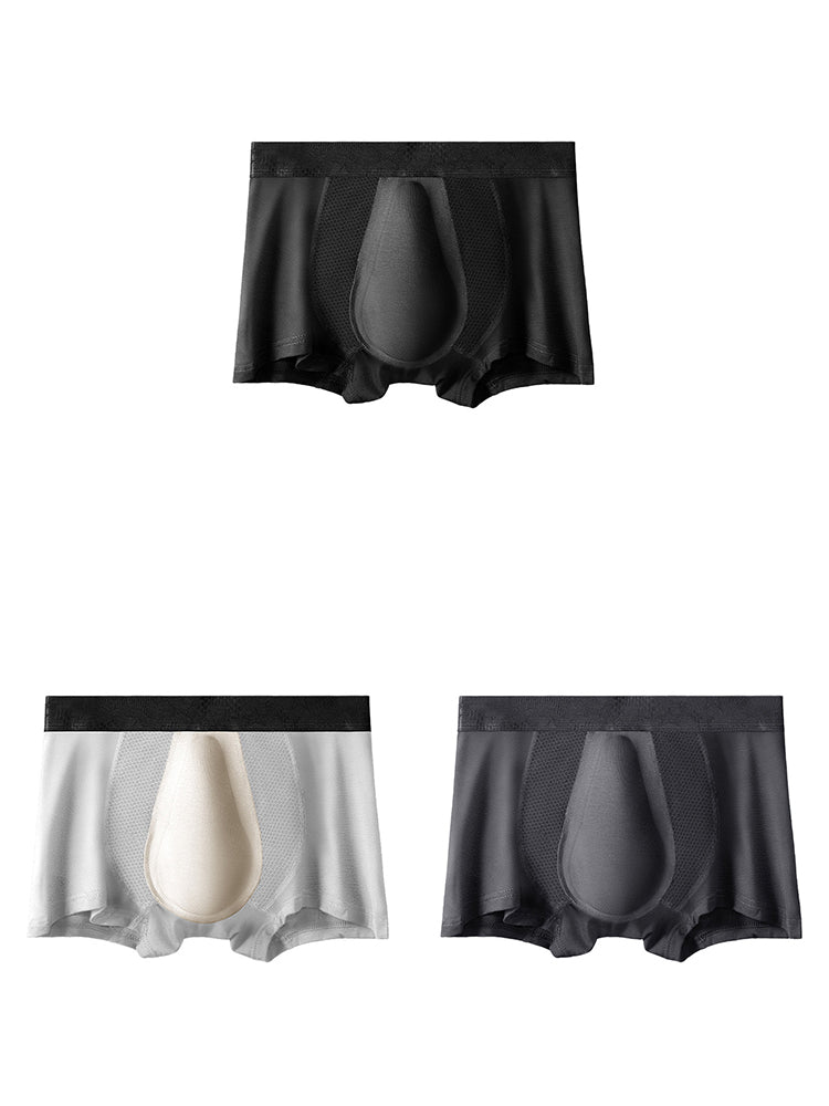 3 Pack Men's Breathable 3D Pouch Trunks