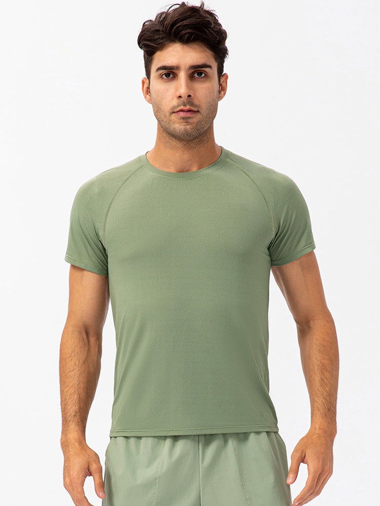 Men's Comfortable Round Collar Breathable Fitness Short Sleeve