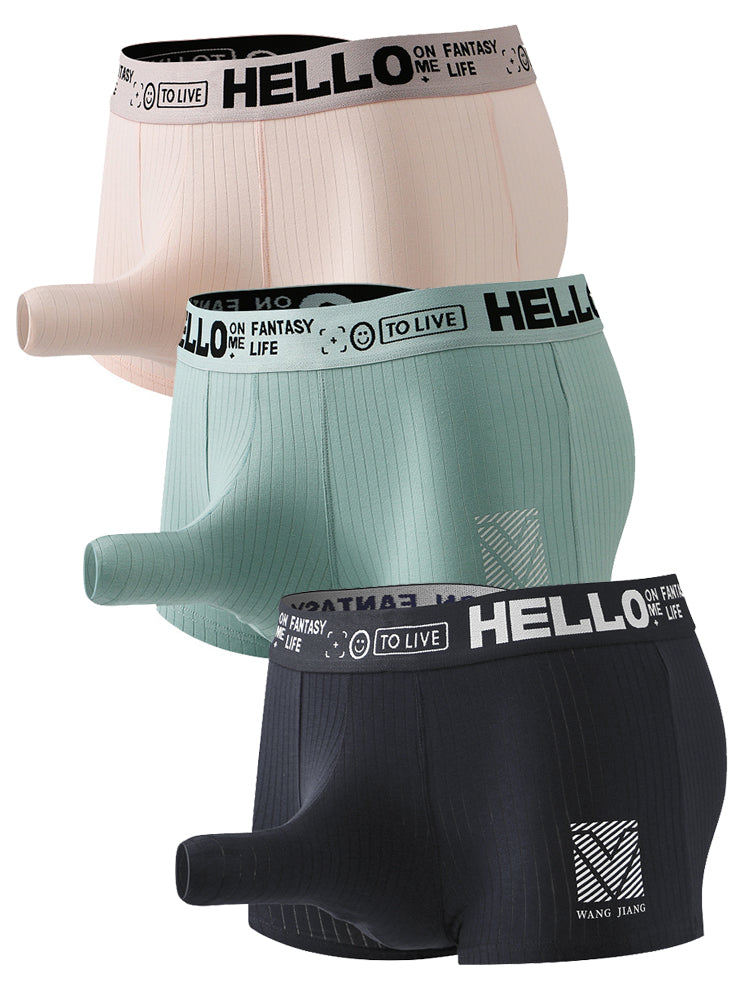Men's Separate Pouch Cotton Trunks With Fly Front