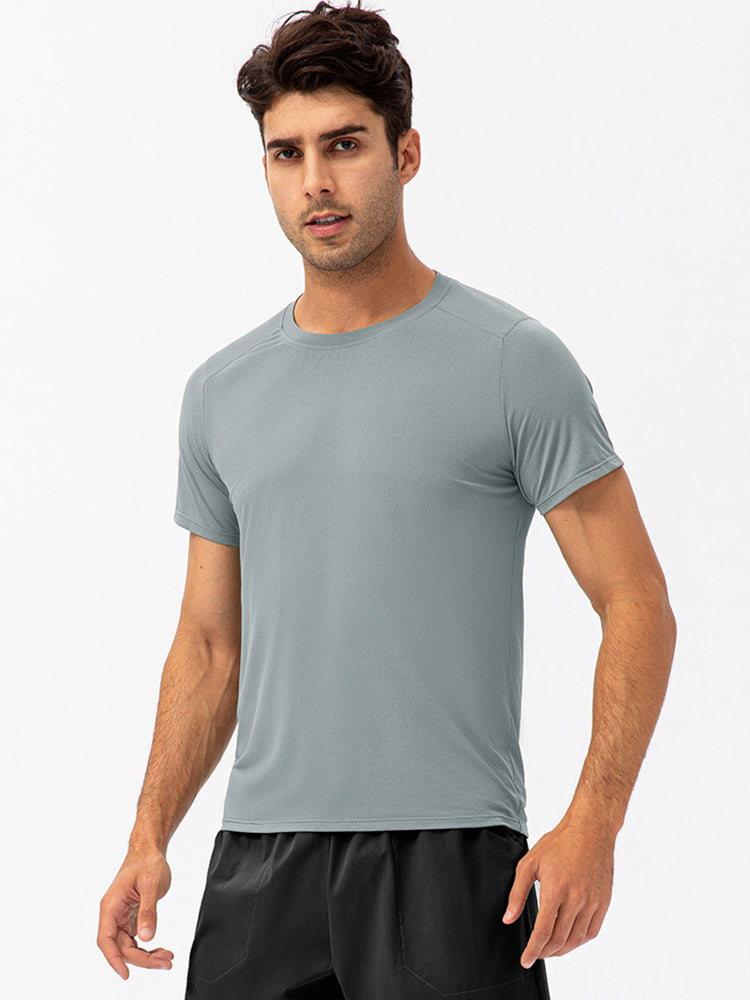 Men's Comfortable Round Collar Breathable Fitness Short Sleeve
