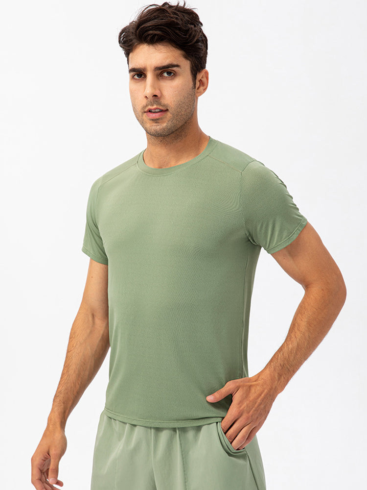 Men's Comfortable Round Collar Breathable Fitness Short Sleeve