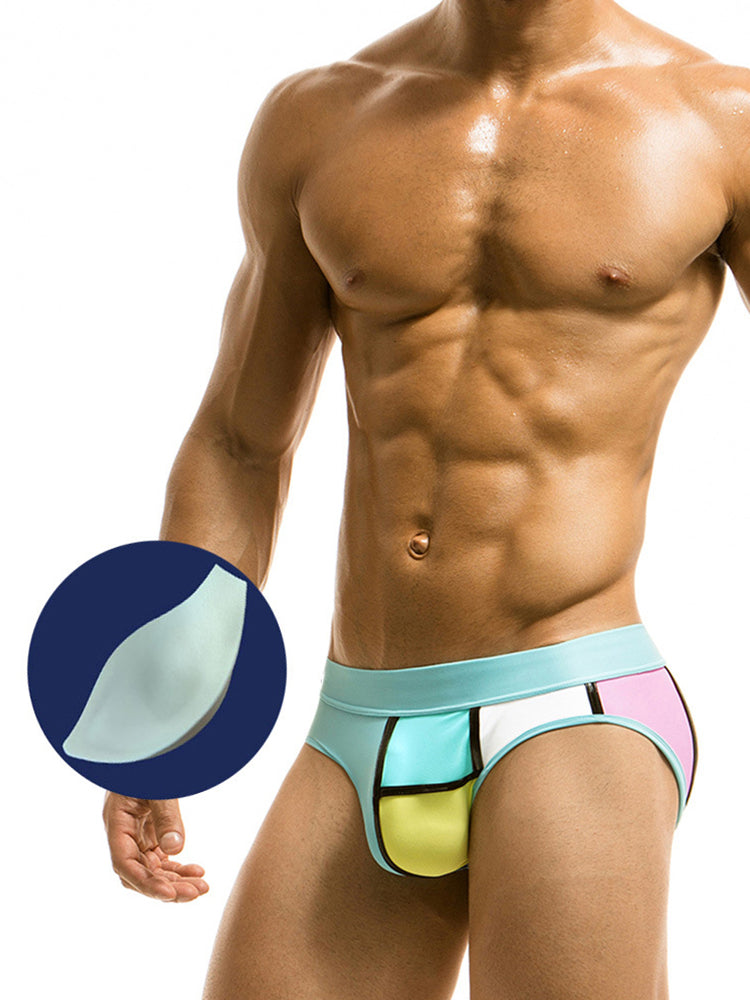 Sporty Contrast Padded Swim Briefs