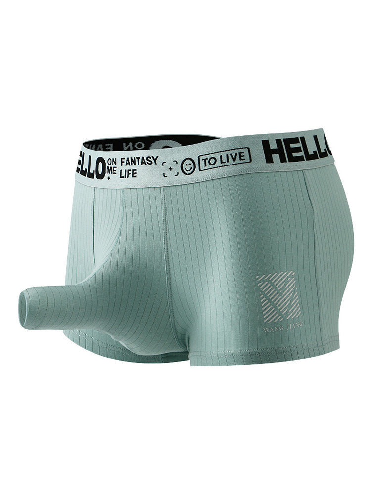 Men's Separate Pouch Cotton Trunks With Fly Front
